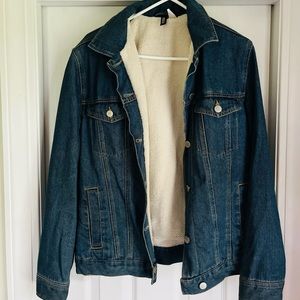 Divided Blue Denim Jean Jacket Sherpa Lined